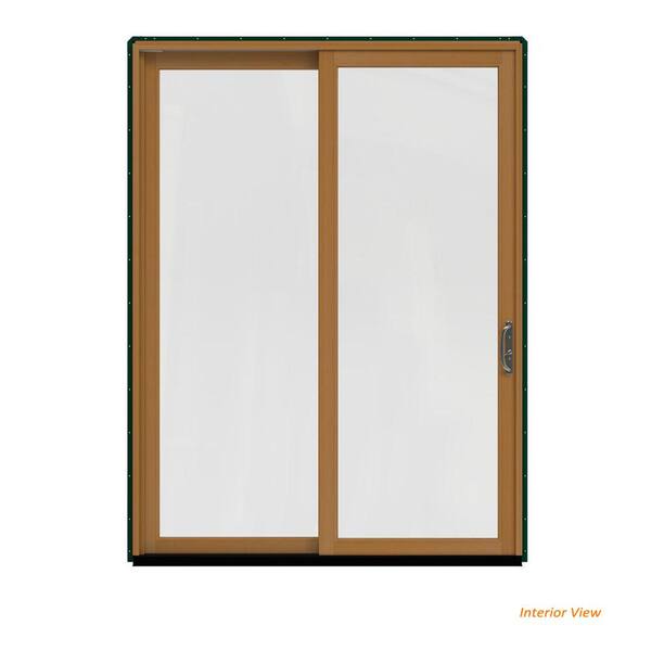 JELD-WEN 72 in. x 96 in. W-2500 Contemporary Green Clad Wood Right-Hand Full Lite Sliding Patio Door w/Stained Interior