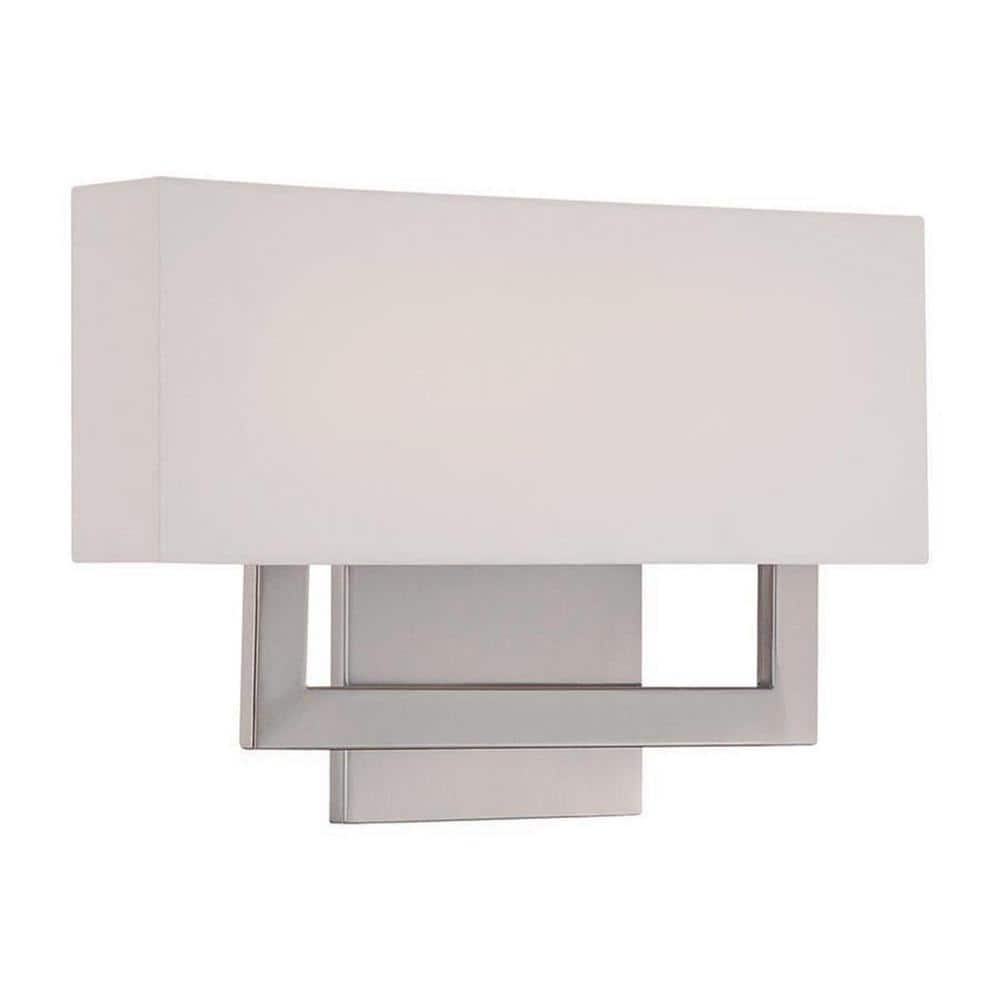 Urban Elegance 15" Nickel LED Wall Sconce with Fabric Shade