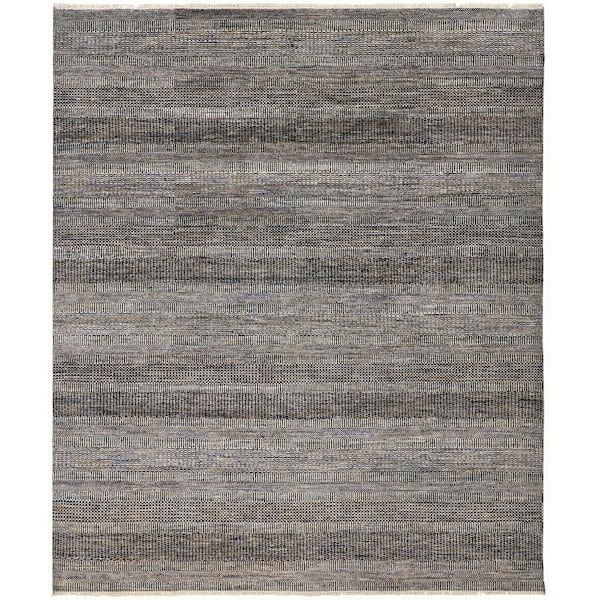 HomeRoots 12 x 15 Gray Striped Area Rug