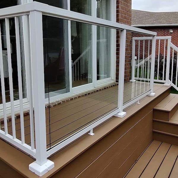Peak Aluminum Railing 36-5/16 in. H x 33 in. W Aluminum Deck Railing Clear Tempered Glass Panel for 42 in. High System