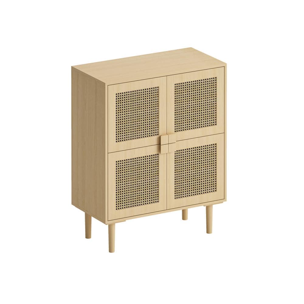 31.5 in. W x 15.75 in. D x 38.98 in. H Brown Linen Cabinet with 4-Doors and