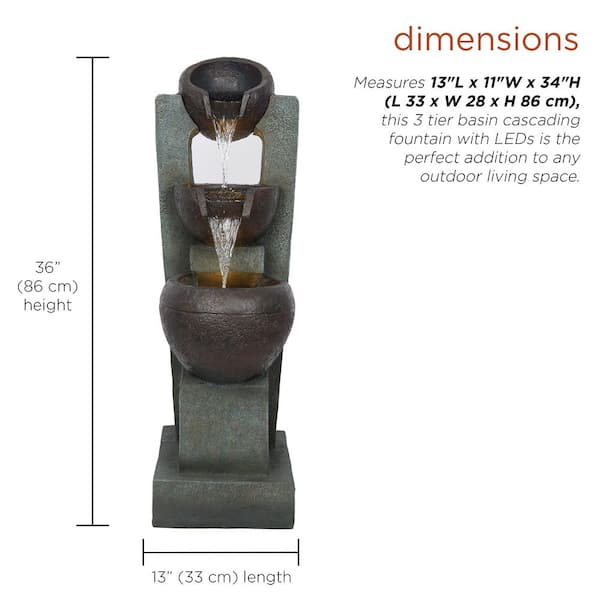 Alpine Corporation 34 in. Tall Multi-Level Basin Fountain