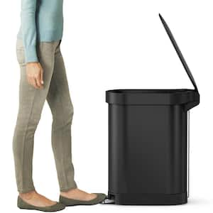 45 Liter Slim Step-On Trash Can with Liner Rim, Matte Black Steel