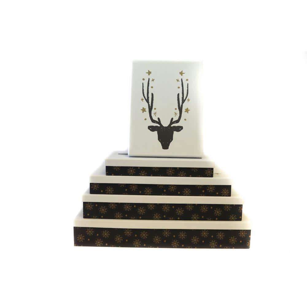 Flat boxes Reindeer with Gold Snowflakes (Set of 5)