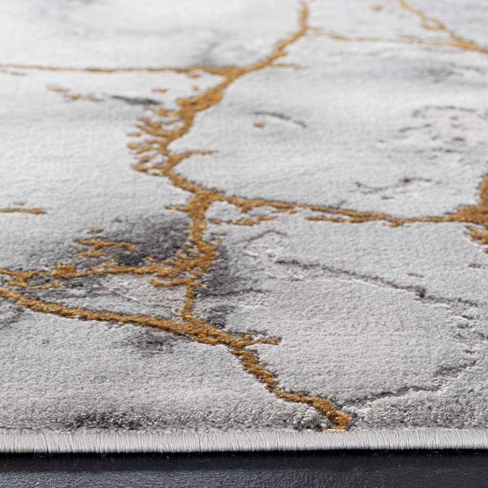 Gray and Gold Abstract Rectangular Area Rug