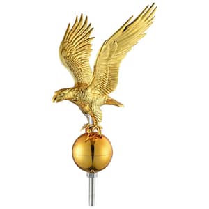 Flagpole 14 in. Eagle Topper Gold Finial Ornament with a Gold Ball under for 20/25/30 in.Telescopic Pole Yard Outdoor