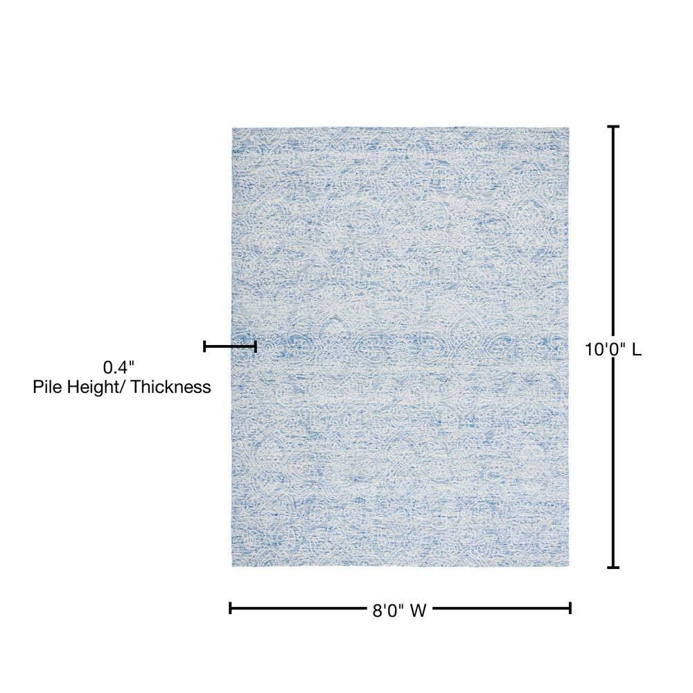 Blue and Ivory Hand-Tufted Wool 8' x 10' Area Rug