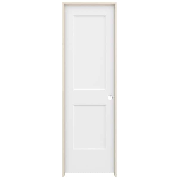 JELD-WEN 24 in. x 80 in. Monroe White Painted Left-Hand Smooth Solid Core Molded Composite MDF Single Prehung Interior Door