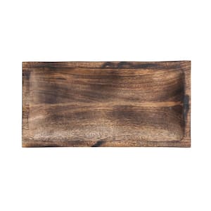 15 in. W x 1.5 in. H x 7.75 in. D Rectangle Hand-Carved Brown Mango Wood Serving Trays