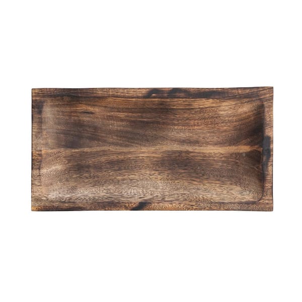Storied Home 15 in. W x 1.5 in. H x 7.75 in. D Rectangle Hand-Carved Brown Mango Wood Serving Trays