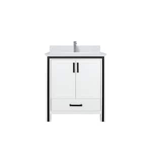 Ziva 30 in W x 22 in D White Bath Vanity, Cultured Marble Top and Faucet Set
