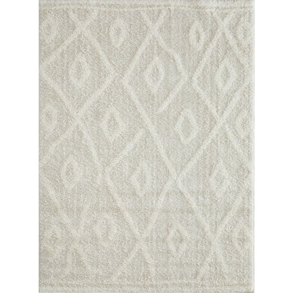 LOOMAKNOTI Vemoa Avonako Cream 9 ft. 10 in. x 12 ft. 10 in. Geometric Polyester Area Rug