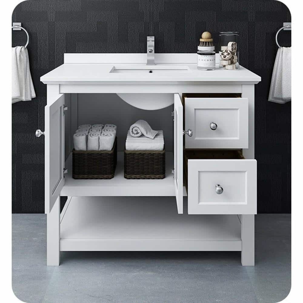 Manchester 42" White Solid Wood Freestanding Bathroom Vanity Base