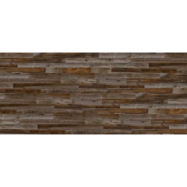Modern Steel 16 ft x 7 ft 18.4 R-Value Insulated Wood Look Plank Barnwood Garage Door without Windows