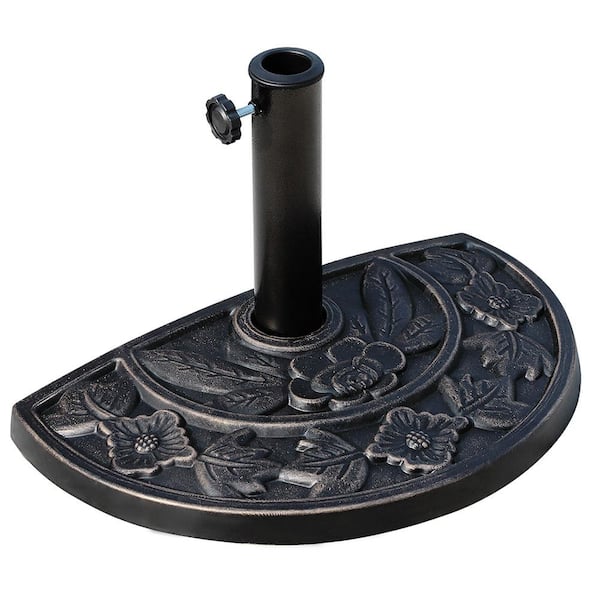 Misopily 20 lbs. Half Round Resin Patio Umbrella Base, Outdoor Decorative Parasol Stand Holder for 1.5 in. 1.9 in. Pole in Bronze