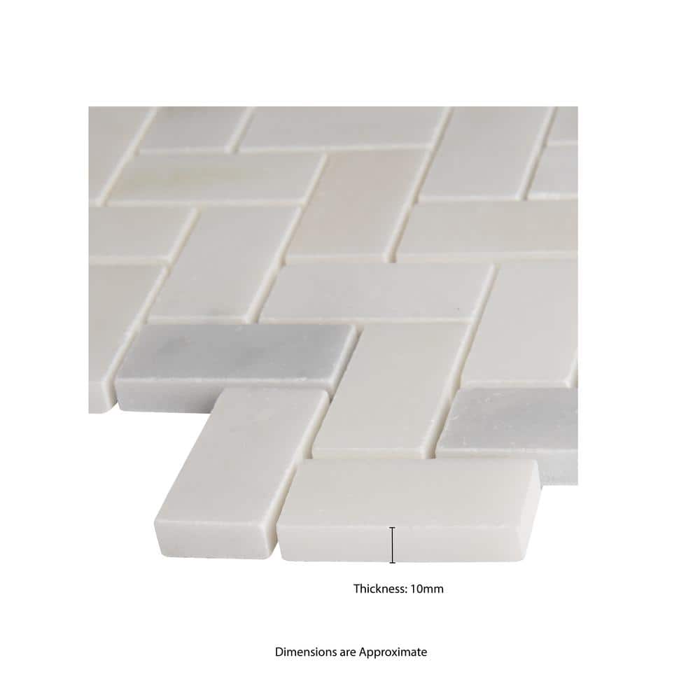 Greecian White Herringbone Polished Marble Mosaic Tile