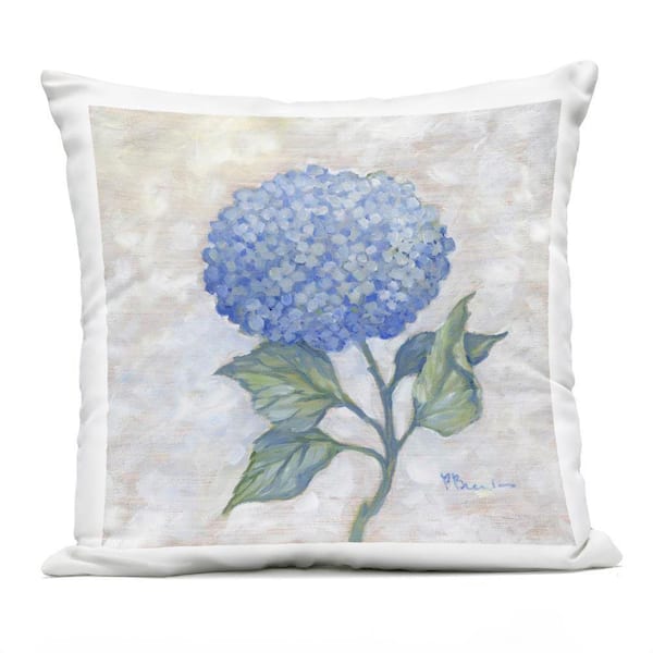 Traditional Blue Hydrangea Bloom Blue Square Outdoor Throw Pillow