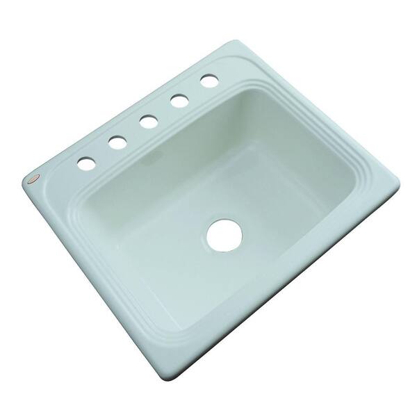Thermocast Wellington Drop-in Acrylic 25x22x9 in. 5-Hole Single Basin Kitchen Sink in Seafoam Green