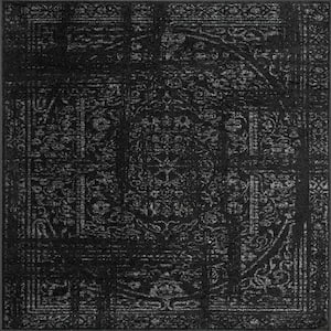 Ring Around The Rosette Black 7.6 ft. x 9.6 ft. Indoor Area Rug