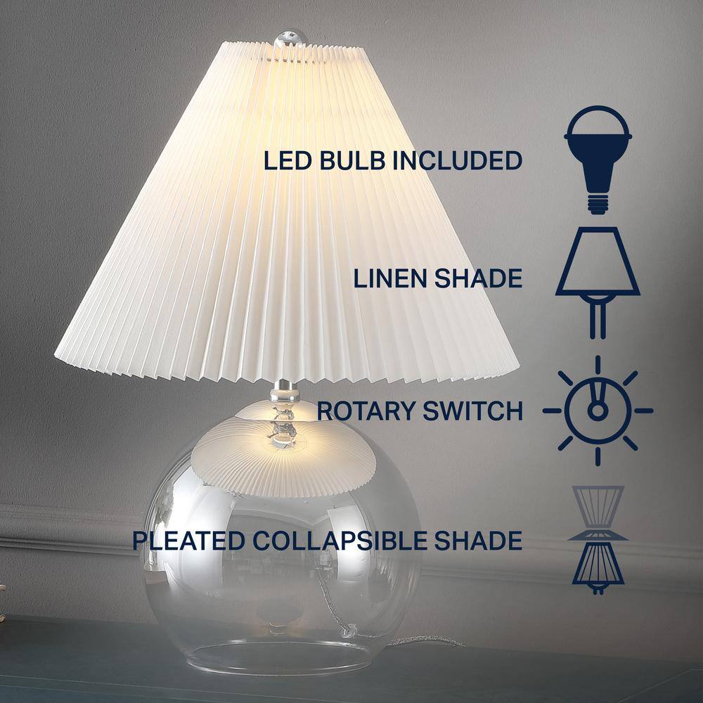 Louisa 22.5" Smoke Gradient Glass and Chrome Table Lamp with Pleated Shade