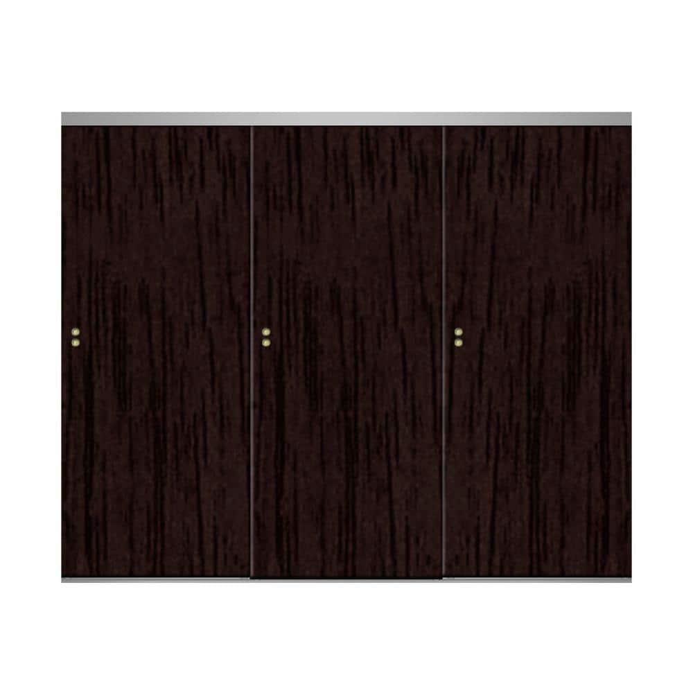 90 in. x 80 in. Smooth Flush Espresso Solid Core MDF Interior Closet Sliding Door with Chrome Trim price history on PriceWatchPro
