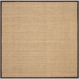 Natural Fiber Beige/Dark Brown 6 ft. x 6 ft. Square Border Area Rug