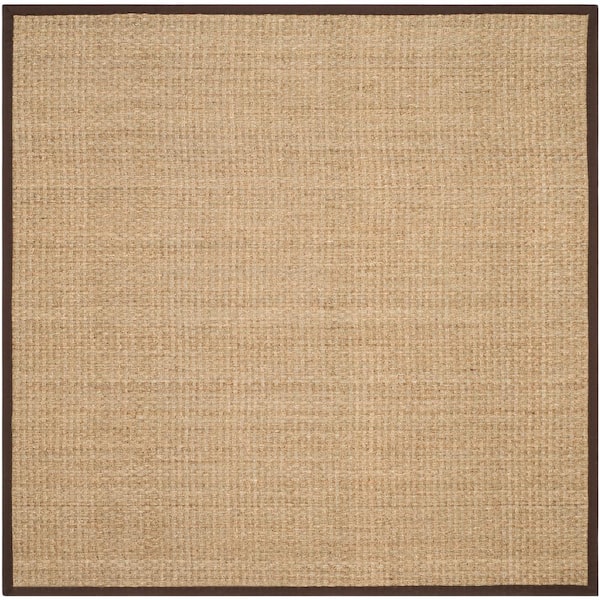 SAFAVIEH Natural Fiber Natural/Dark Brown 8 ft. x 8 ft. Border Woven Square Area Rug
