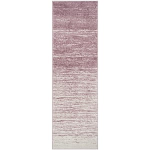 Adirondack Cream/Purple 3 ft. x 10 ft. Solid Runner Rug