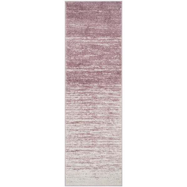 SAFAVIEH Adirondack 3 ft. x 8 ft. Cream/Purple Solid Color Striped Runner Rug