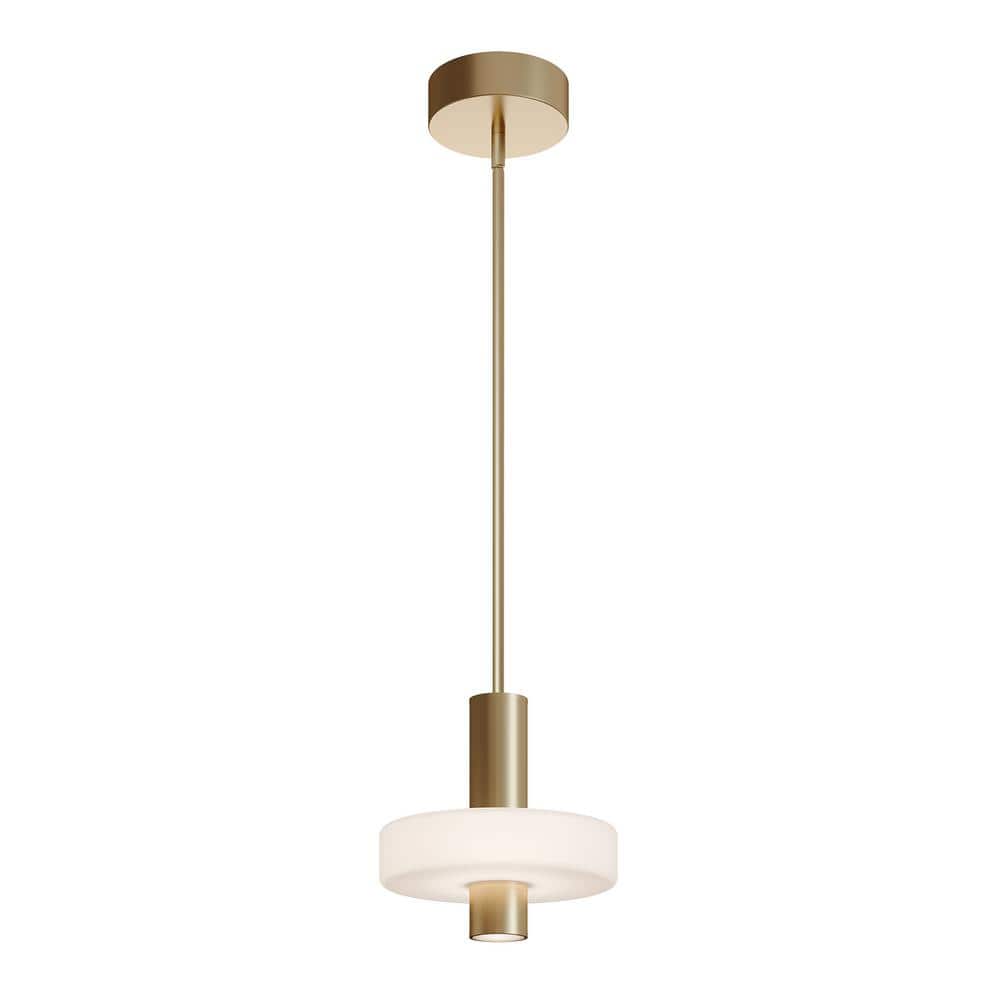 Sydney 21-Watt 1 Light Light Antique Brass Shaded Integrated LED Pendant Light with Frosted Glass Shade price history on PriceWatchPro