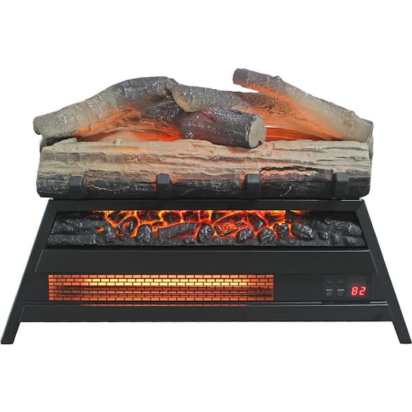 23 in. Infrared Electric Fireplace 3D Log Set Insert in Antique Black for Indoor