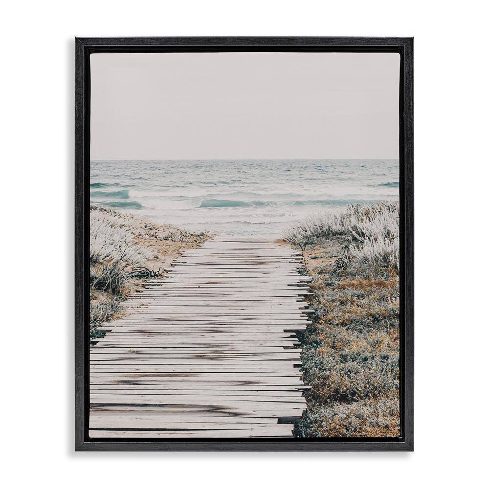 Rugged Beach Path by LSR Design Studio Black Floater Frame Coastal Graphic Art Print 31 in. x 25 in. price history on PriceWatchPro