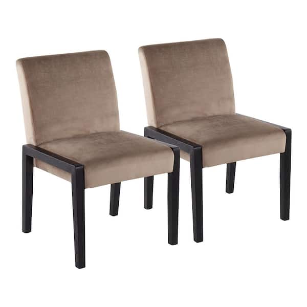 Lumisource Carmen Light Brown Velvet and Black Wood Side Dining Chair (Set of 2)