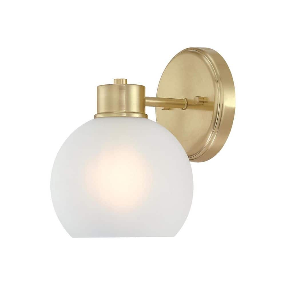 Westinghouse Lighting Dorney One Light Wall Fixture  Champagne Brass & Frosted Glass