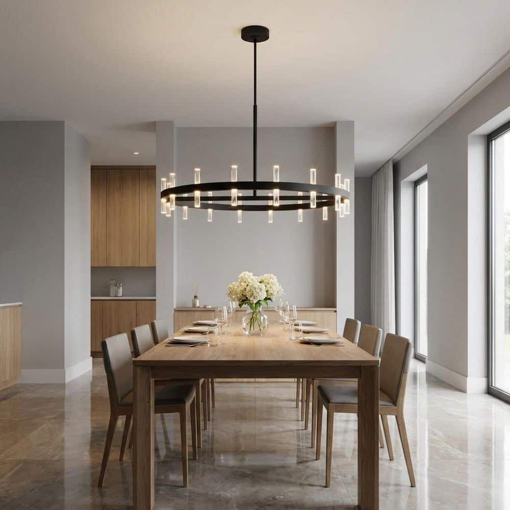 Silas 36 in. W x 6.2 in. H Midnight Black LED Dimmable Modern Chandelier with Clear Acrylic Cylindrical Diffusers price history on PriceWatchPro