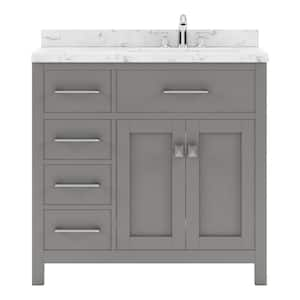 Caroline Parkway 36 in. W x 22 in. D x 35 in. H Single Sink Bath Vanity in Gray with Quartz Top