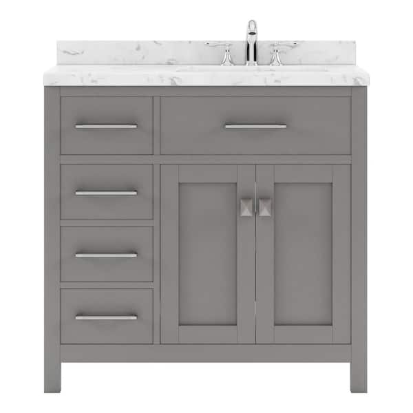 Caroline Parkway 36 in. W x 22 in. D x 35 in. H Single Sink Bath Vanity in Gray with Quartz Top