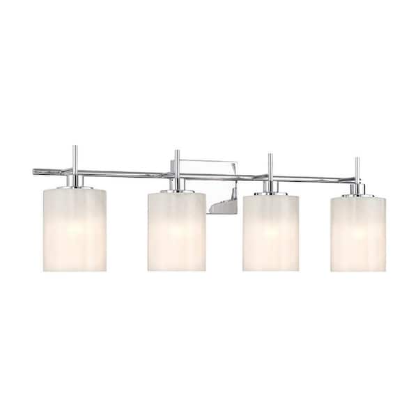Contemporary Cylinder 4-Light Chrome 4K LED Vanity Light Contemporary Cylinder 4-Light Chrome 4K LED Vanity Light