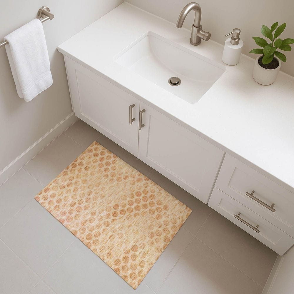 Mayfield Premium Machine Washable Abstract AMF1642 Peach 2 ft. x 3 ft. Area Rug price history on PriceWatchPro