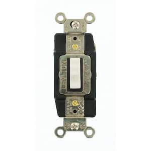 20 Amp Industrial Grade Heavy Duty Single-Pole Double-Throw Center-Off Maintained Contact Toggle Switch, White
