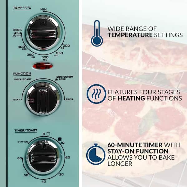 Nostalgia Retro Series 12-Slice Aqua Convection Toaster Oven with Built-in  Timer RTOV2AQ - The Home Depot