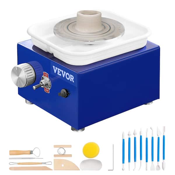 Mini Pottery Wheel 2-Turntables 2.6 in./3.9 in. Ceramic Work Clay Forming Machine 30-Watts 0-300 RPM Sculpting Tools
