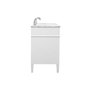 Timeless Home 72 in. W Double Bath Vanity in White with Marble Vanity Top in Carrara with White Basin