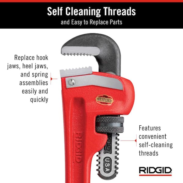 RIDGID 18 in. Straight Pipe Wrench for Heavy-Duty Plumbing, Sturdy