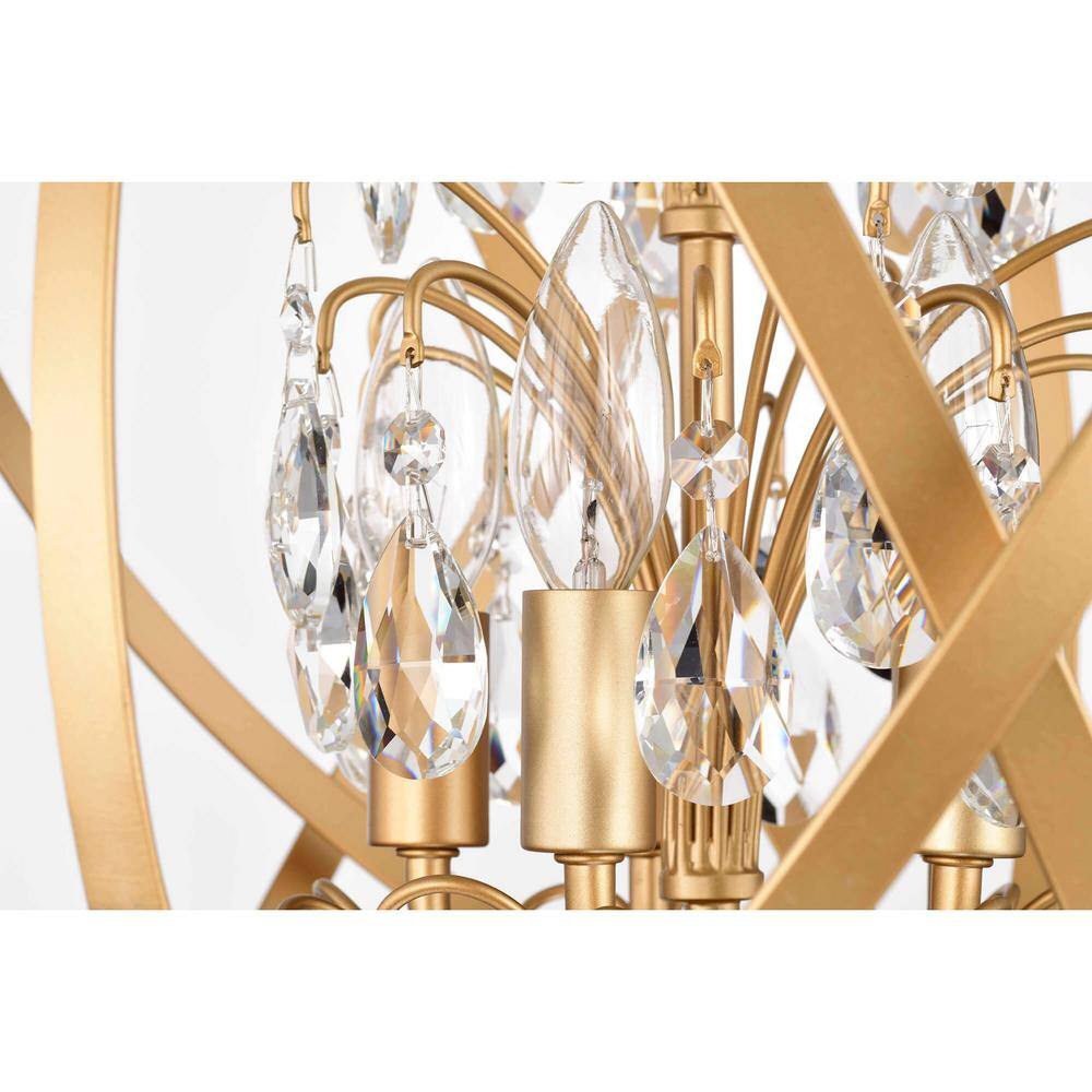 Benita Yellow Gold 5-Light Globe Crystal Chandelier
