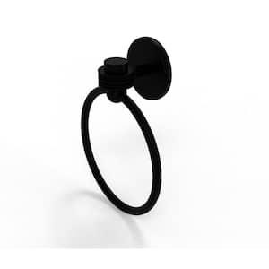 Satellite Orbit One Collection Towel Ring with Dotted Accent in Matte Black