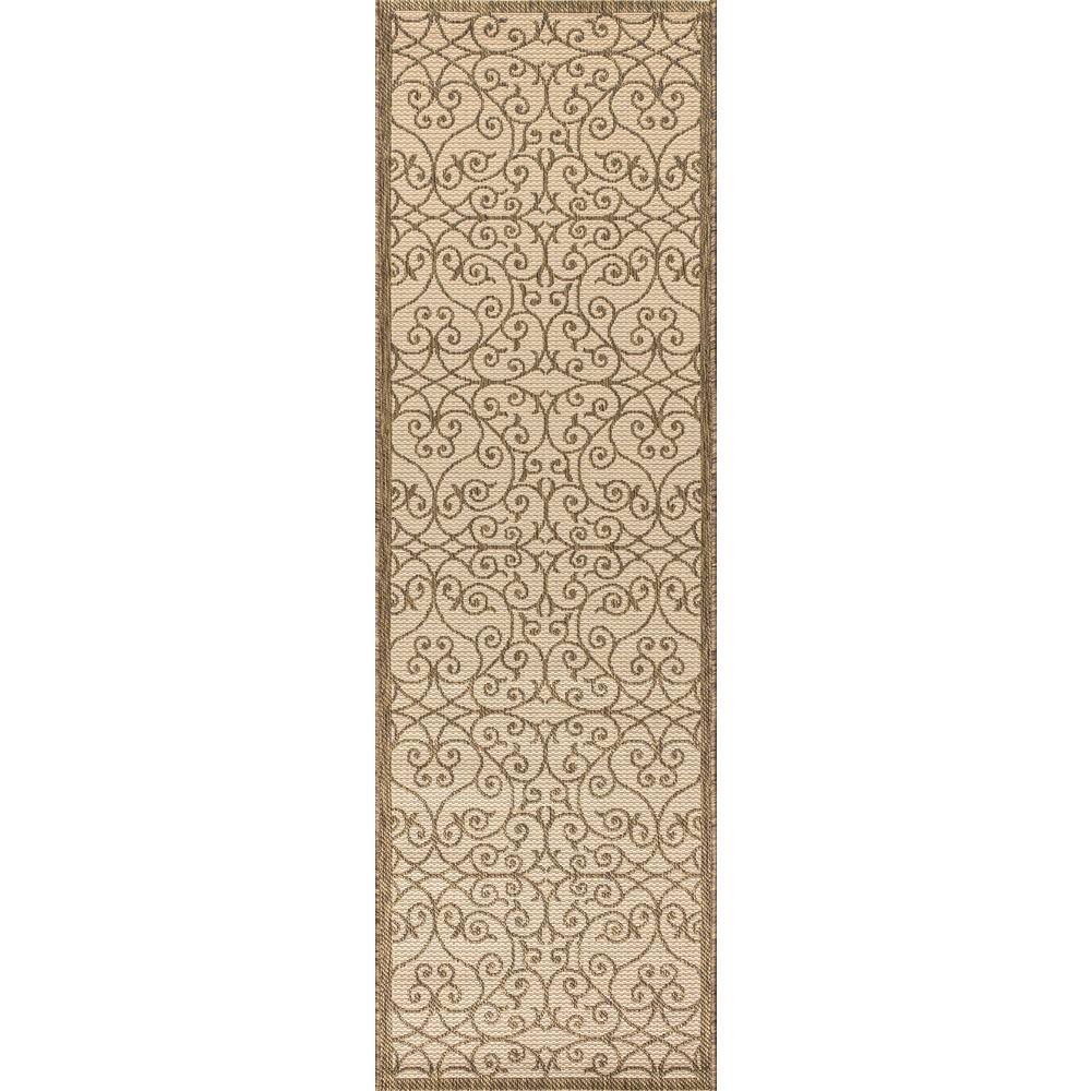 Madrid Beige and Brown Geometric Indoor/Outdoor Runner Rug