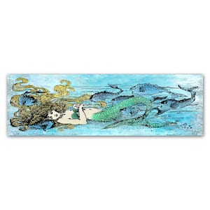 Mermaid Under The Sea 1 by Jean Plout Floater Frame Fantasy Wall Art 10 in. x 32 in.