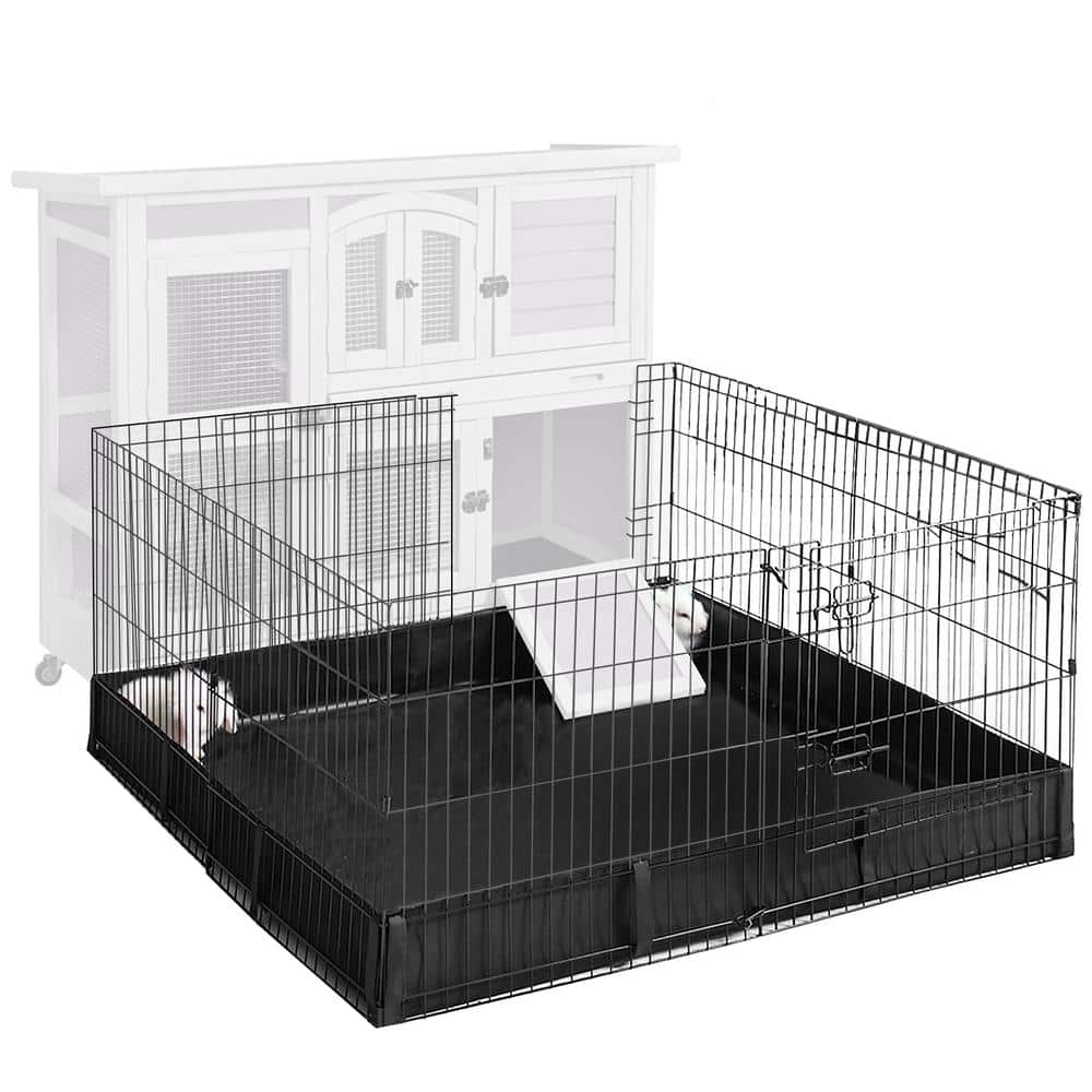 Black Metal Portable Small Pet Playpen with Waterproof Floor