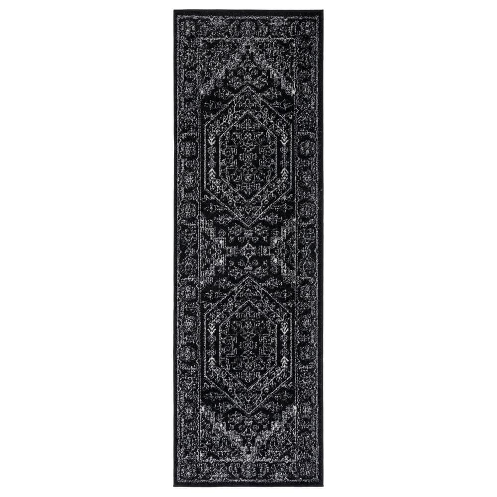 Adirondack Black/Ivory 3 ft. x 12 ft. Border Medallion Runner Rug price history on PriceWatchPro